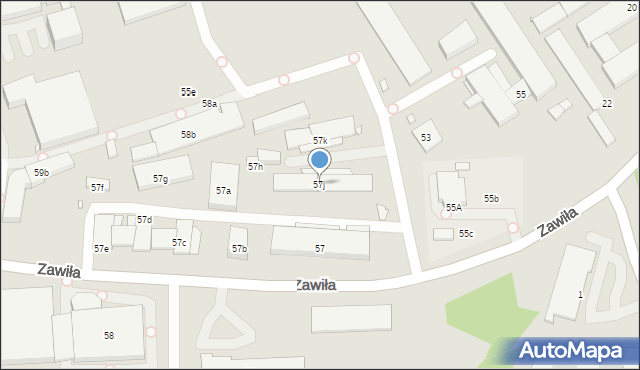 Kraków, Zawiła, 57j, mapa Krakowa