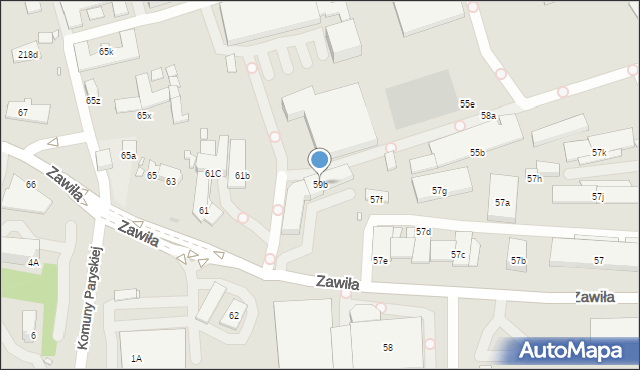 Kraków, Zawiła, 59b, mapa Krakowa