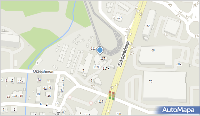 Kraków, Zakopiańska, 115a, mapa Krakowa