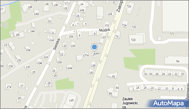 Kraków, Zakopiańska, 137, mapa Krakowa