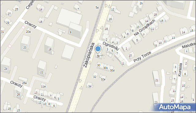 Kraków, Zakopiańska, 28, mapa Krakowa