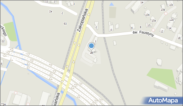 Kraków, Zakopiańska, 48, mapa Krakowa