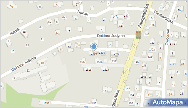 Kraków, Zakopiańska, 149d, mapa Krakowa