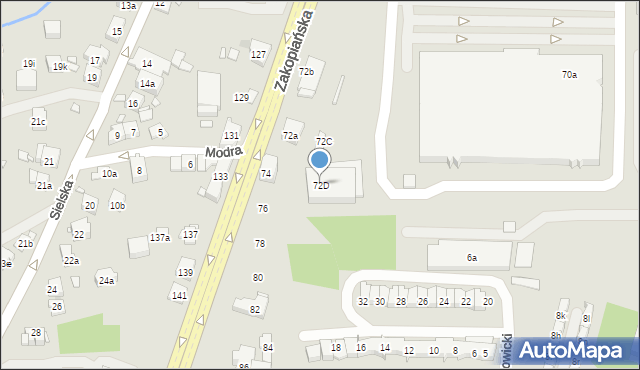 Kraków, Zakopiańska, 72D, mapa Krakowa