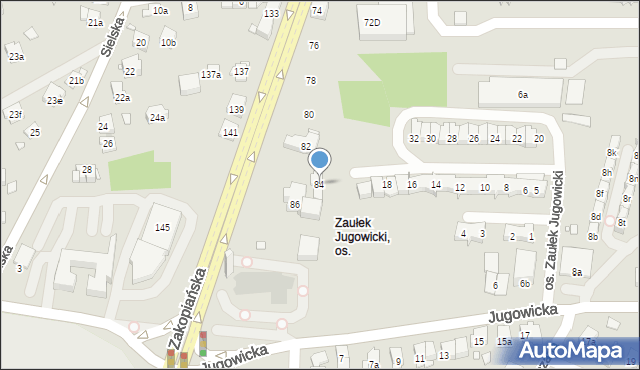 Kraków, Zakopiańska, 84, mapa Krakowa