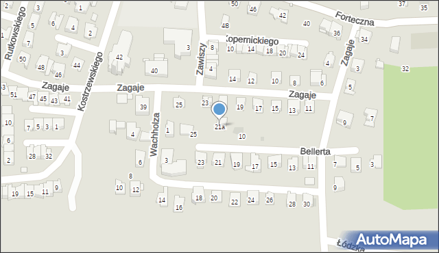Kraków, Zagaje, 21a, mapa Krakowa