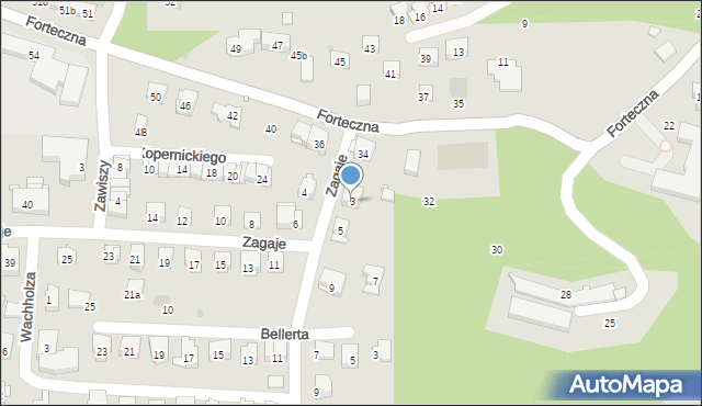 Kraków, Zagaje, 3, mapa Krakowa