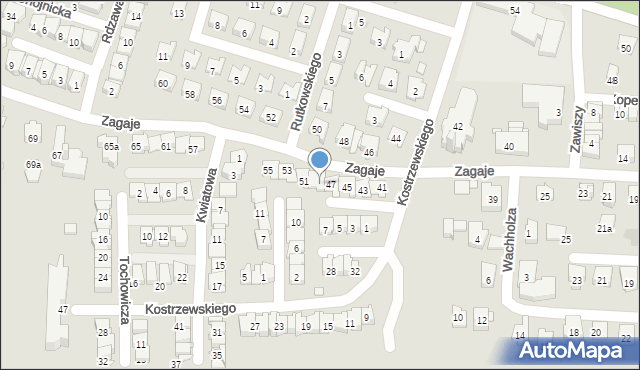 Kraków, Zagaje, 49, mapa Krakowa