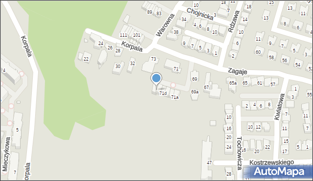 Kraków, Zagaje, 71f, mapa Krakowa