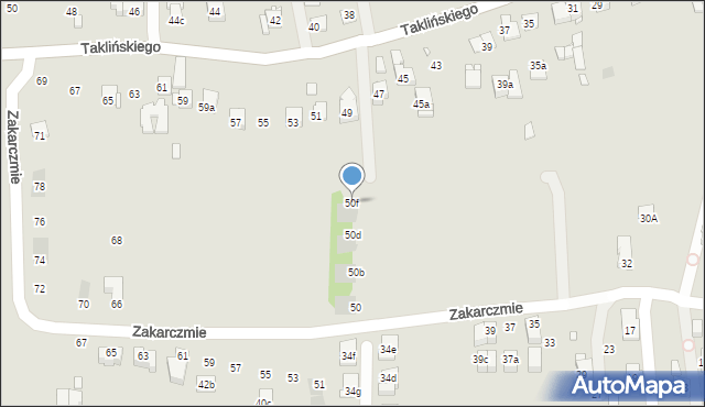 Kraków, Zakarczmie, 50f, mapa Krakowa