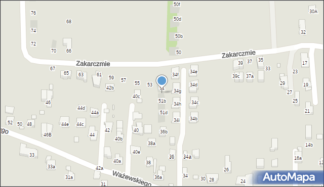 Kraków, Zakarczmie, 51a, mapa Krakowa