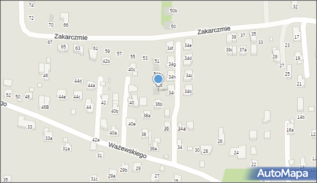 Kraków, Zakarczmie, 51e, mapa Krakowa