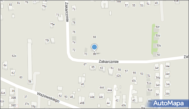 Kraków, Zakarczmie, 66, mapa Krakowa