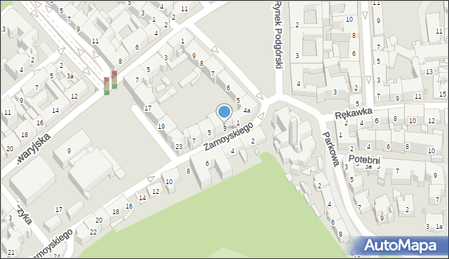 Kraków, Zamoyskiego Jana, hetm., 3, mapa Krakowa