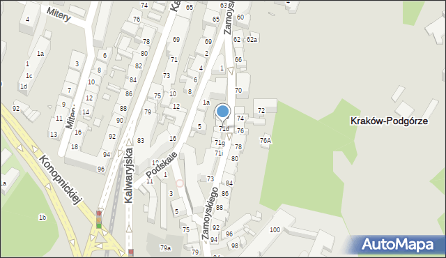 Kraków, Zamoyskiego Jana, hetm., 71d, mapa Krakowa