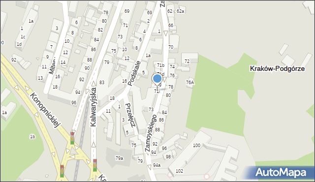 Kraków, Zamoyskiego Jana, hetm., 71i, mapa Krakowa