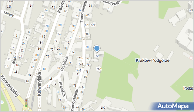 Kraków, Zamoyskiego Jana, hetm., 72, mapa Krakowa