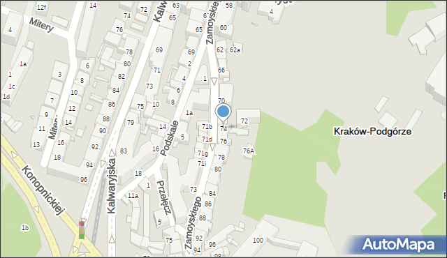 Kraków, Zamoyskiego Jana, hetm., 74, mapa Krakowa