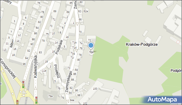 Kraków, Zamoyskiego Jana, hetm., 76A, mapa Krakowa