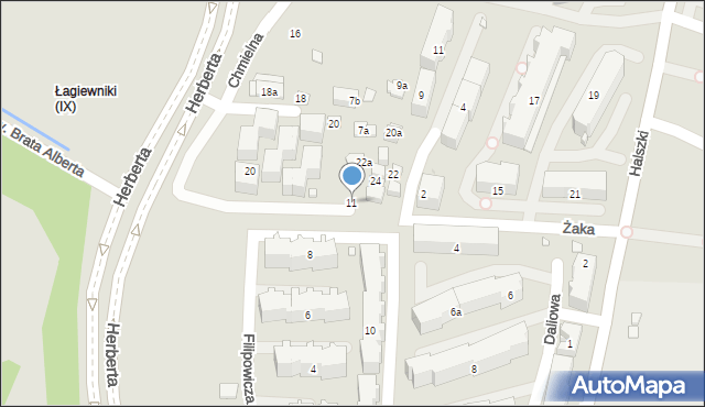 Kraków, Żaka Michała, 11, mapa Krakowa