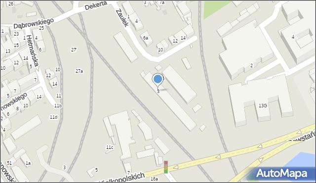 Kraków, Zaułek, 3, mapa Krakowa