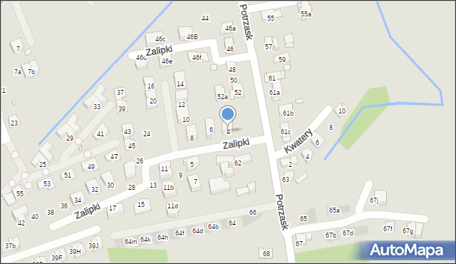 Kraków, Zalipki, 4, mapa Krakowa