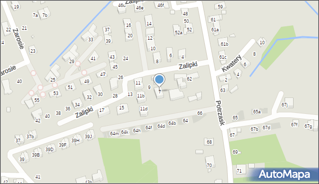 Kraków, Zalipki, 7, mapa Krakowa