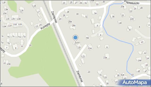 Kraków, Zamłynie, 17, mapa Krakowa
