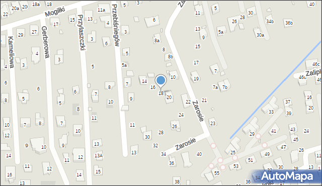 Kraków, Zarosie, 18, mapa Krakowa