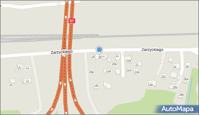 Kraków, Zarzyckiego Wiesława, 20, mapa Krakowa