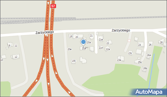Kraków, Zarzyckiego Wiesława, 21a, mapa Krakowa