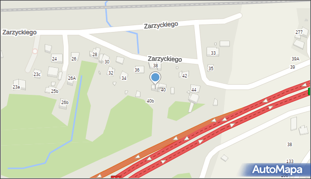 Kraków, Zarzyckiego Wiesława, 40a, mapa Krakowa