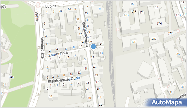 Kraków, Zamenhofa Ludwika, dr., 11, mapa Krakowa