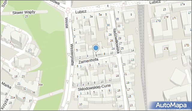 Kraków, Zamenhofa Ludwika, dr., 6, mapa Krakowa