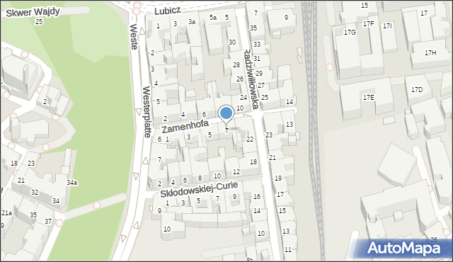 Kraków, Zamenhofa Ludwika, dr., 7, mapa Krakowa