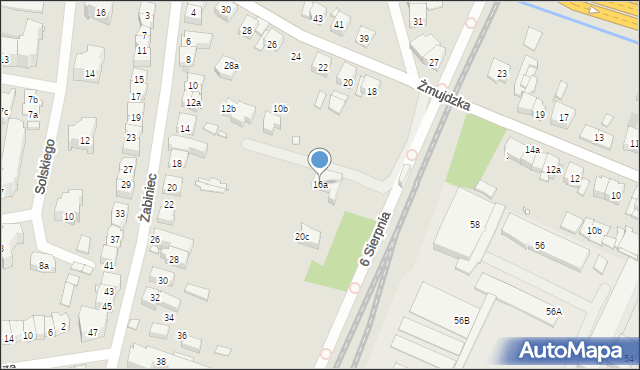 Kraków, Żabiniec, 16a, mapa Krakowa