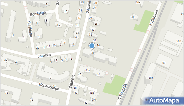 Kraków, Żabiniec, 38, mapa Krakowa