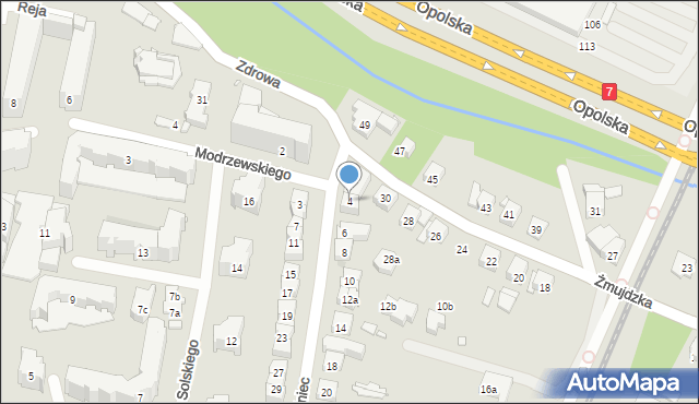 Kraków, Żabiniec, 4, mapa Krakowa