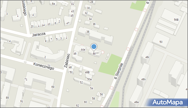 Kraków, Żabiniec, 44, mapa Krakowa