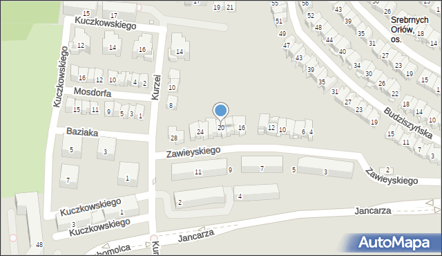 Kraków, Zawieyskiego Jerzego, 20, mapa Krakowa