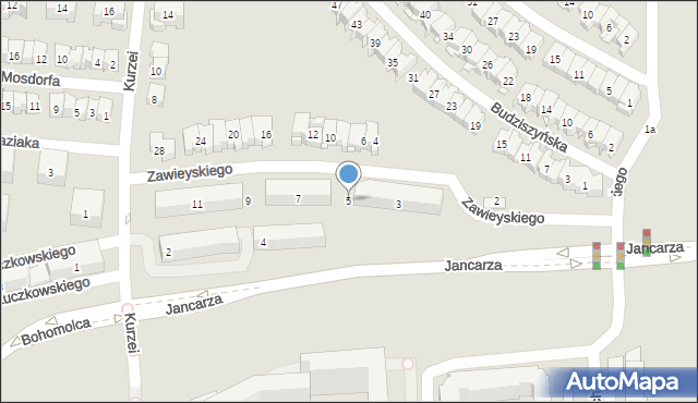 Kraków, Zawieyskiego Jerzego, 5, mapa Krakowa