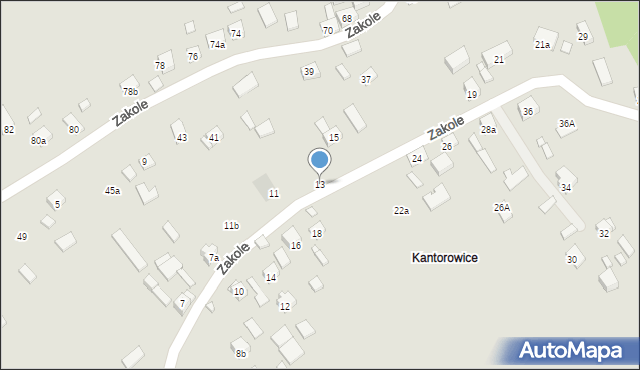 Kraków, Zakole, 13, mapa Krakowa