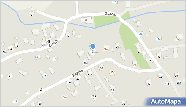 Kraków, Zakole, 21, mapa Krakowa