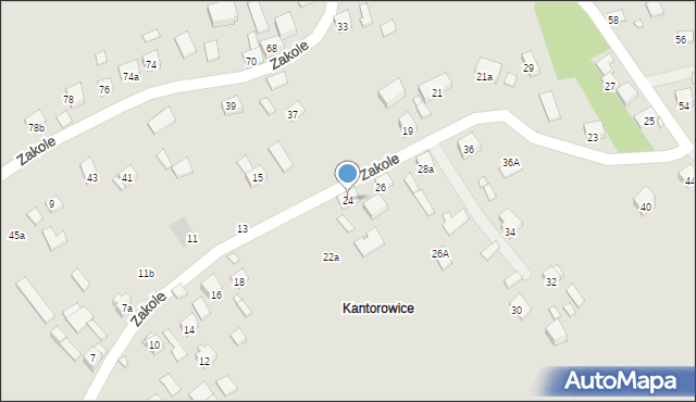 Kraków, Zakole, 24, mapa Krakowa