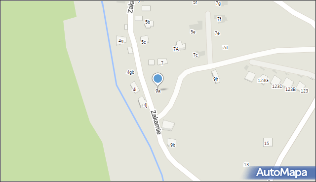 Kraków, Zakarnie, 9a, mapa Krakowa