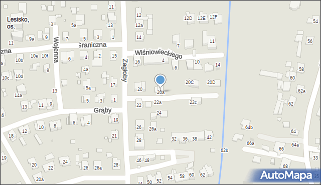 Kraków, Zagłoby Jana Onufrego, 20a, mapa Krakowa