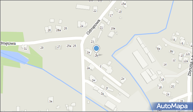 Kraków, Zagłoby Jana Onufrego, 2b, mapa Krakowa