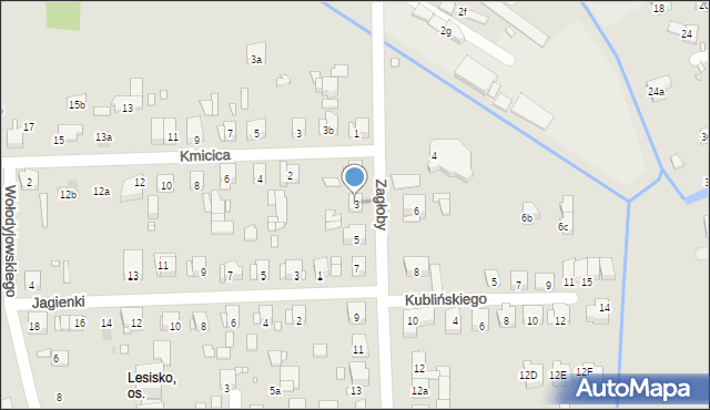 Kraków, Zagłoby Jana Onufrego, 3, mapa Krakowa