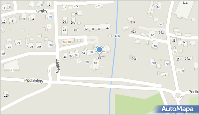 Kraków, Zagłoby Jana Onufrego, 64, mapa Krakowa