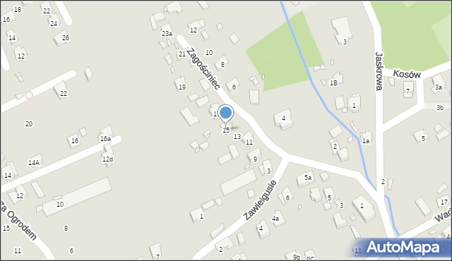 Kraków, Zagościniec, 15, mapa Krakowa